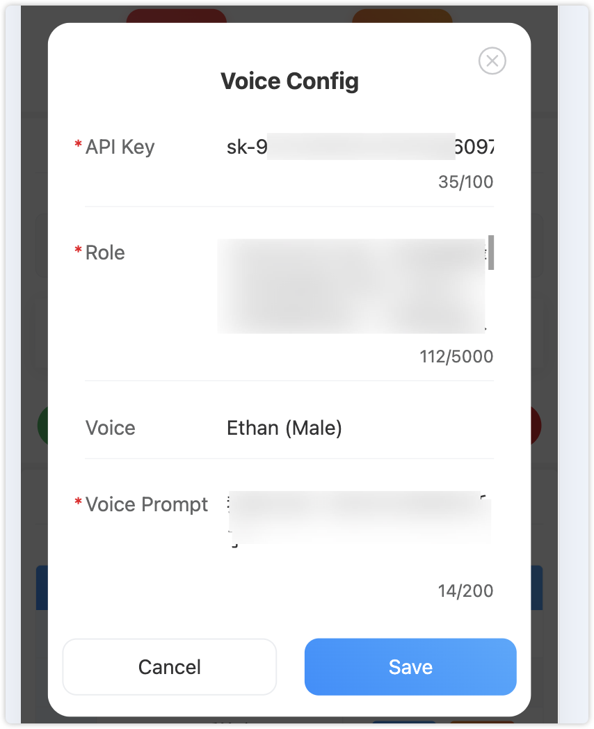 Voice Configuration Interface