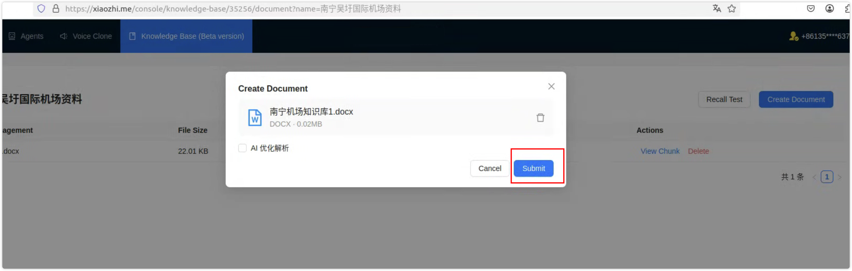 Select document to upload